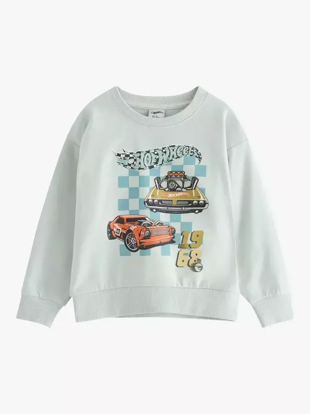 Детская хлопковая толстовка Hot Wheels, светло-бирюзовый цвет Lindex — фото 4