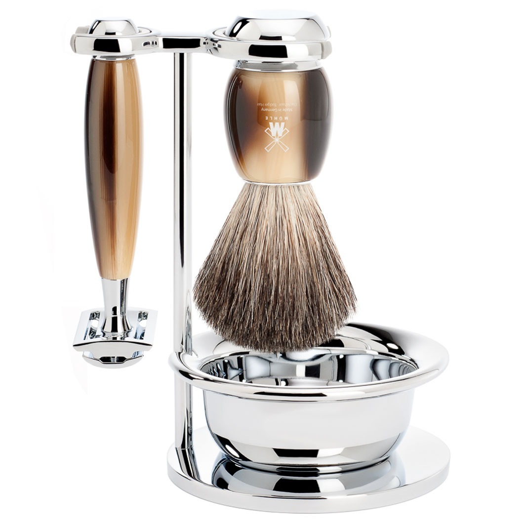 

Бритва vivo - 4-tlg. rasierset edelharz hornfarben Muehle, количество 1 шт.