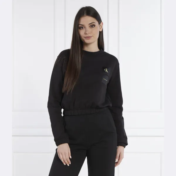 Укороченный свитшот из атласных коробок Calvin Klein, черный — фото 2