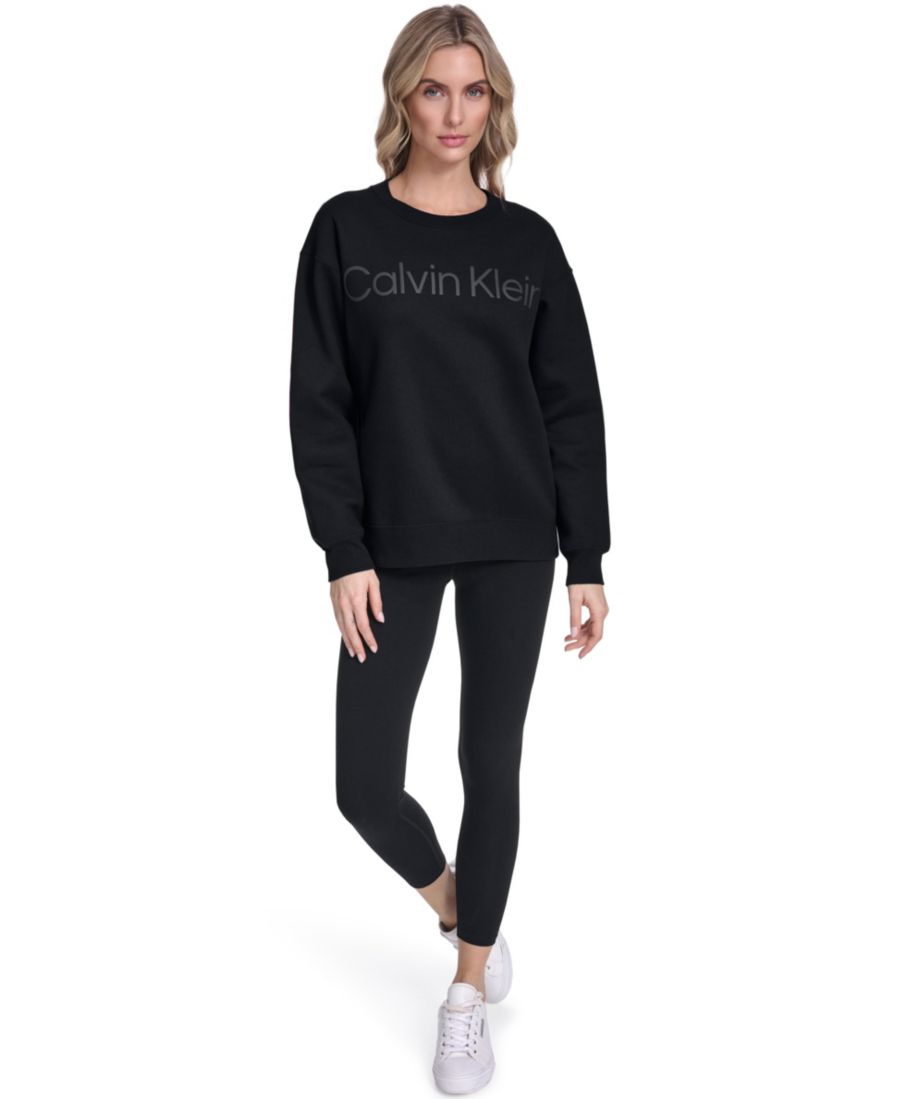 

Женская толстовка с круглым вырезом и объемным принтом и логотипом Calvin Klein, Black