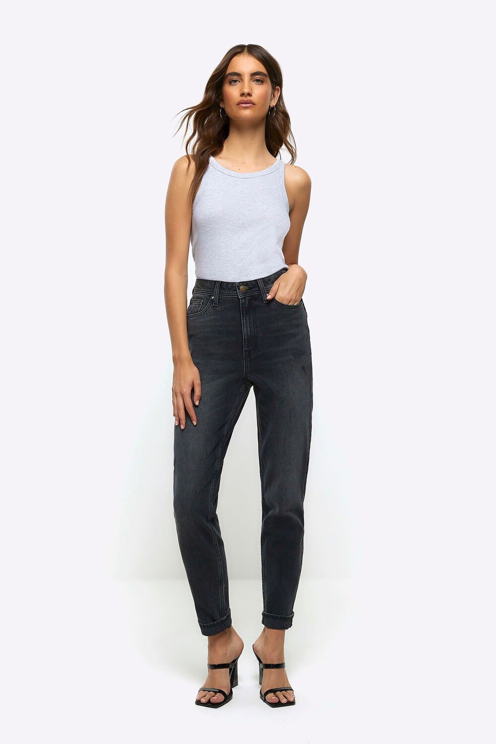 

Корректирующие джинсы для мамы с завышенной талией River Island, черный
