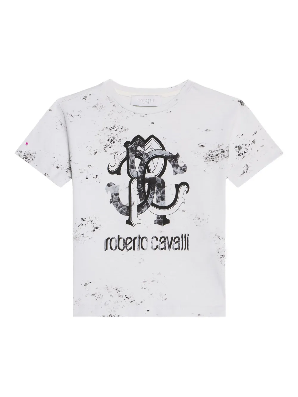 Футболка с мраморным эффектом и монограммой Roberto Cavalli Junior, белый