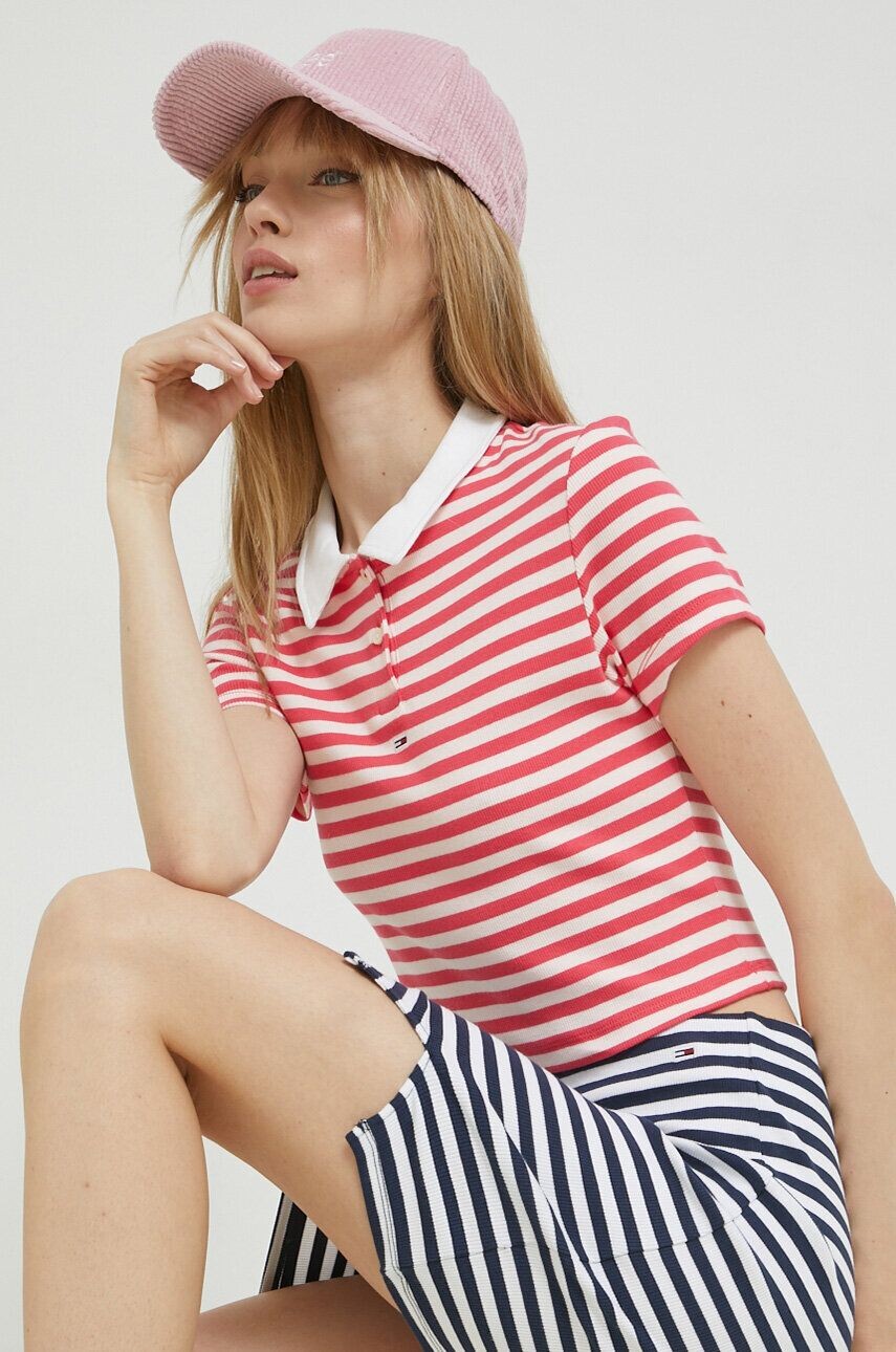 

Поло Tommy Jeans, розовый