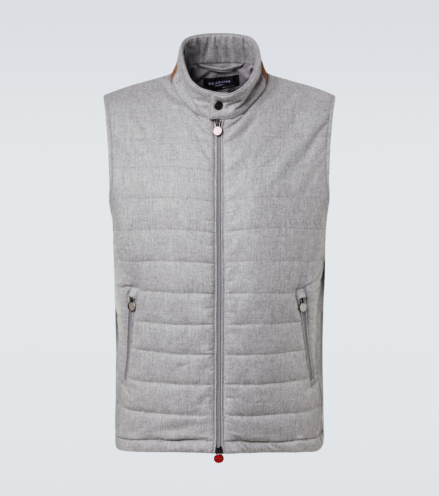 

Жилет из смесового кашемира с отделкой из замши Kiton, Light Grey