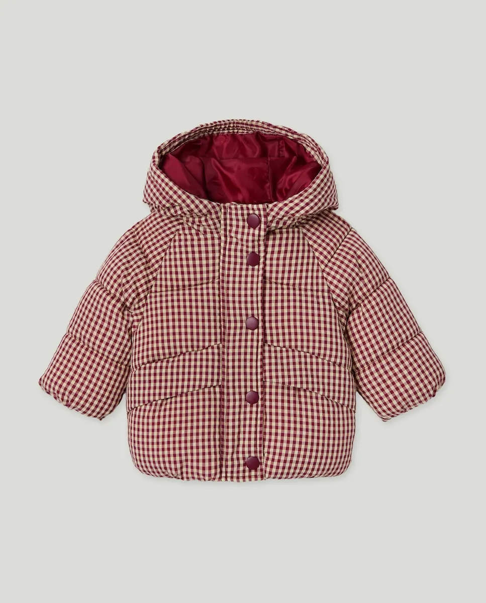 

Теплое стеганое пальто в клетку для девочки Baby El Corte Inglés, красный