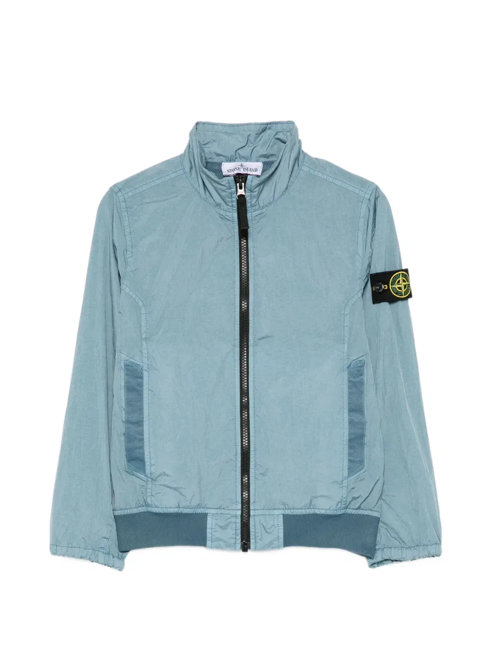 Куртка со стоячим воротником и нашивкой с логотипом Stone Island Junior, синий
