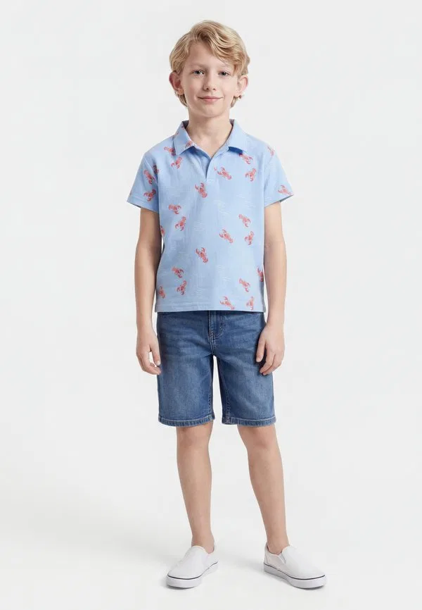 Рубашка ss, поло из ткани двойного плетения Lindex, Light Blue