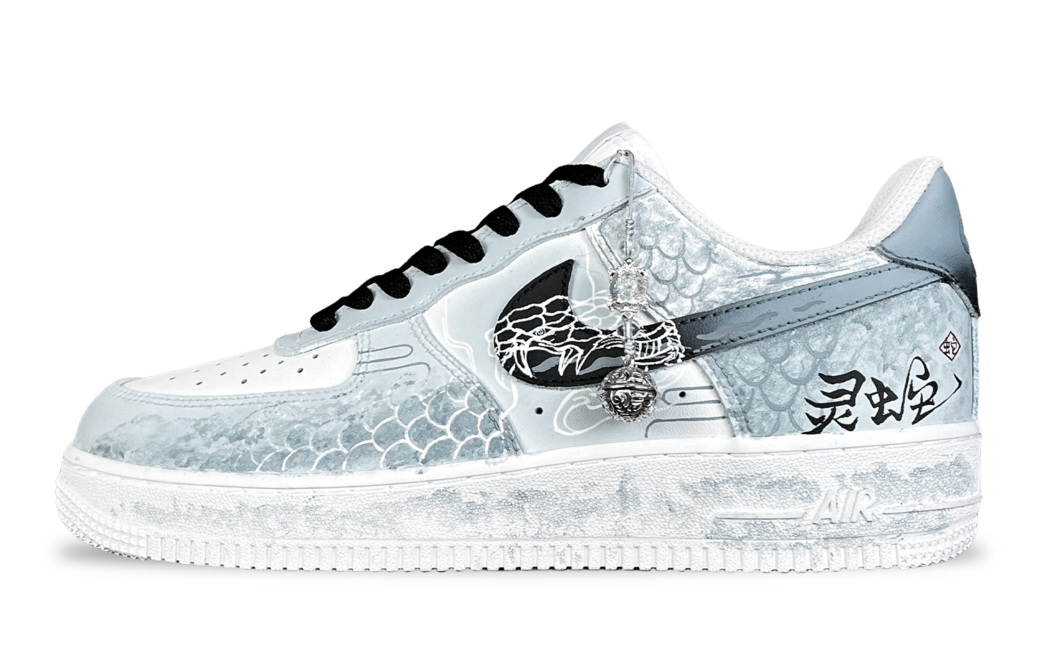 

Nike Кроссовки для скейтбординга Air Force 1 Fantasy Realm Serpent Green, противоскользящие, износостойкие, низкие, мужские, белые, голубые