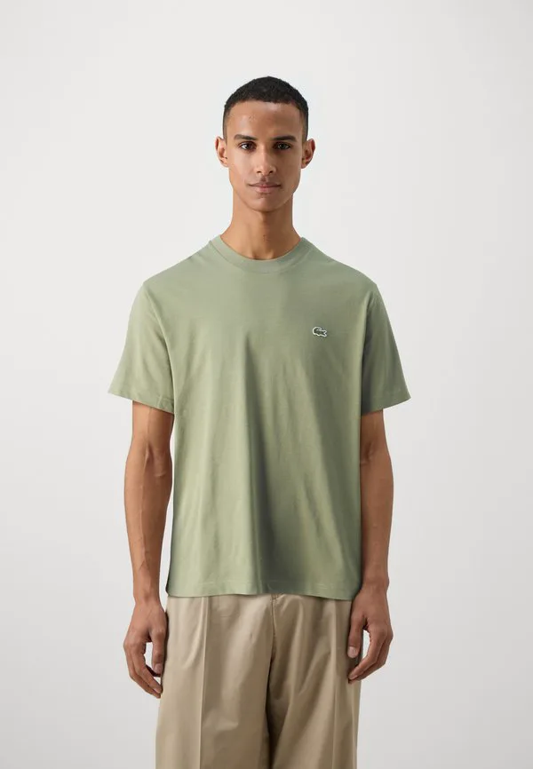 Футболка Lacoste хаки, однотонная, хлопок