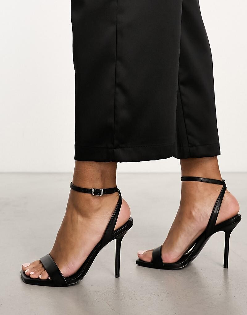 

ASOS DESIGN – Nali – Черные минималистичные босоножки из полиуретана на высоком каблуке