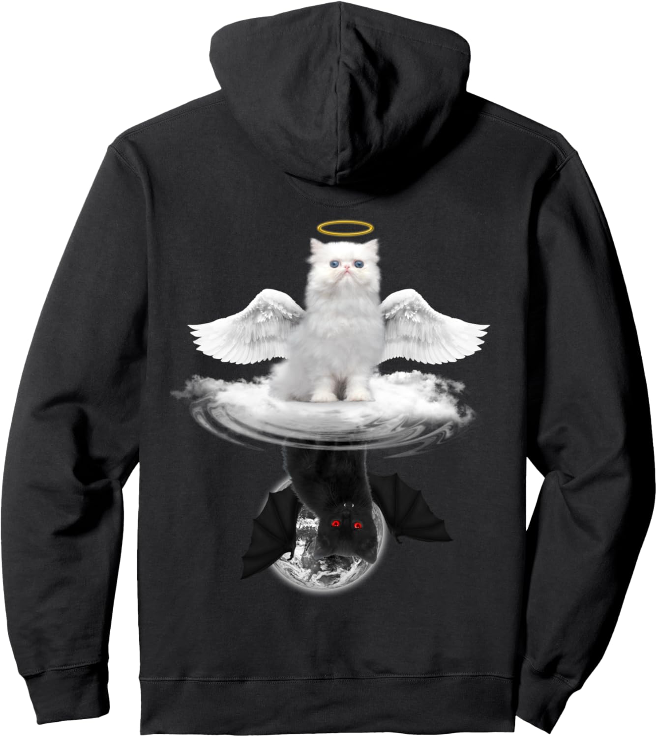 

Забавная толстовка с изображением котенка-ангела и кота-дьявола для любителей кошек Funny Catkitten, черный