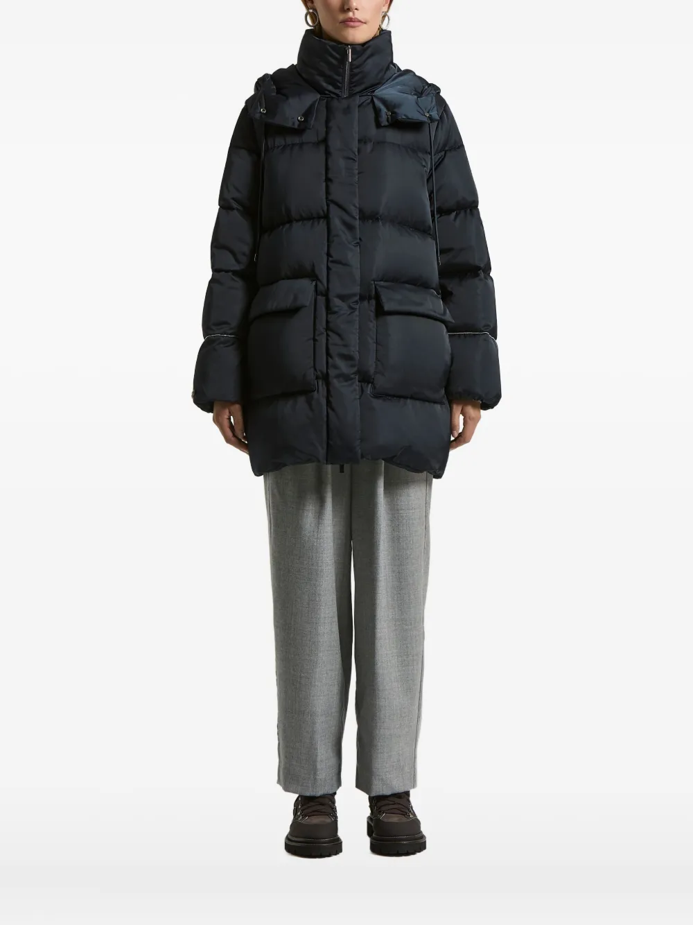 

Стеганое пальто с капюшоном Peserico, синий