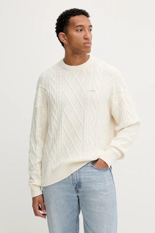 

Свитер из смесовой шерсти Guess Jeans, бежевый