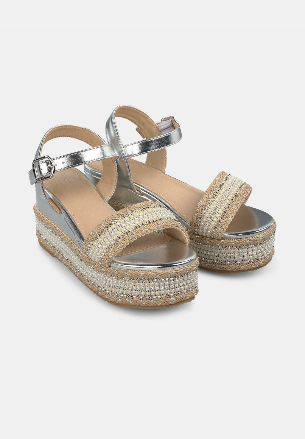 Босоножки на танкетке High heeled sandals Alma Blue, серебряный — фото 2