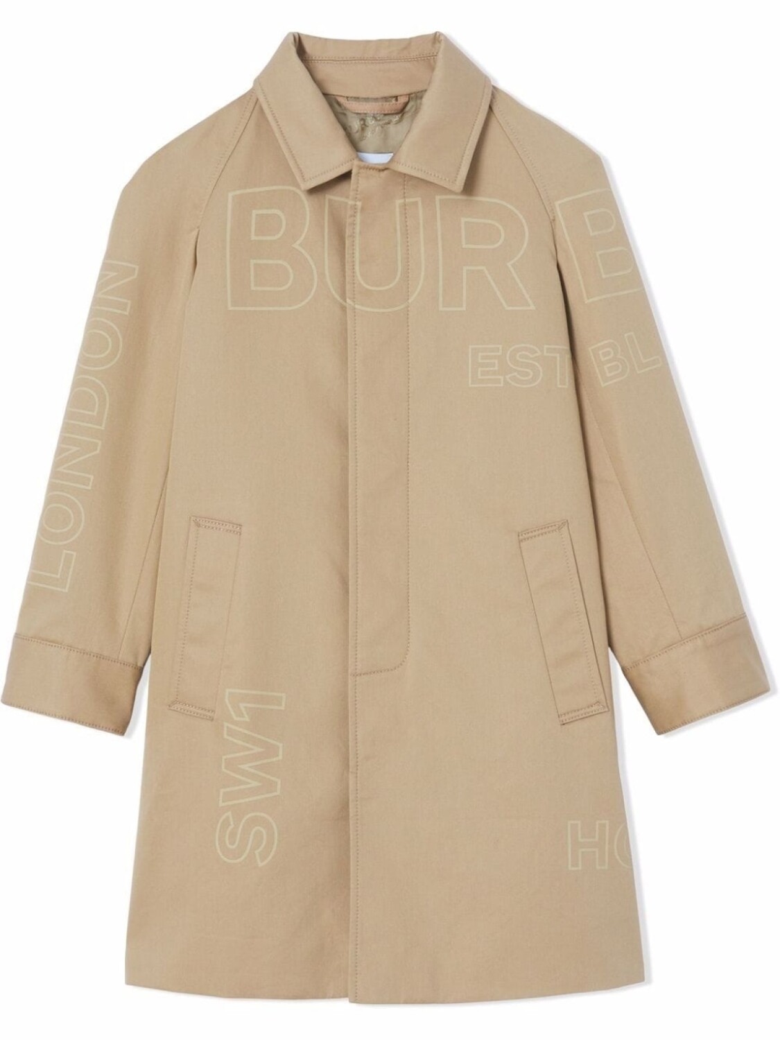

Burberry Kids твиловое пальто с принтом Horseferry, нейтральный цвет