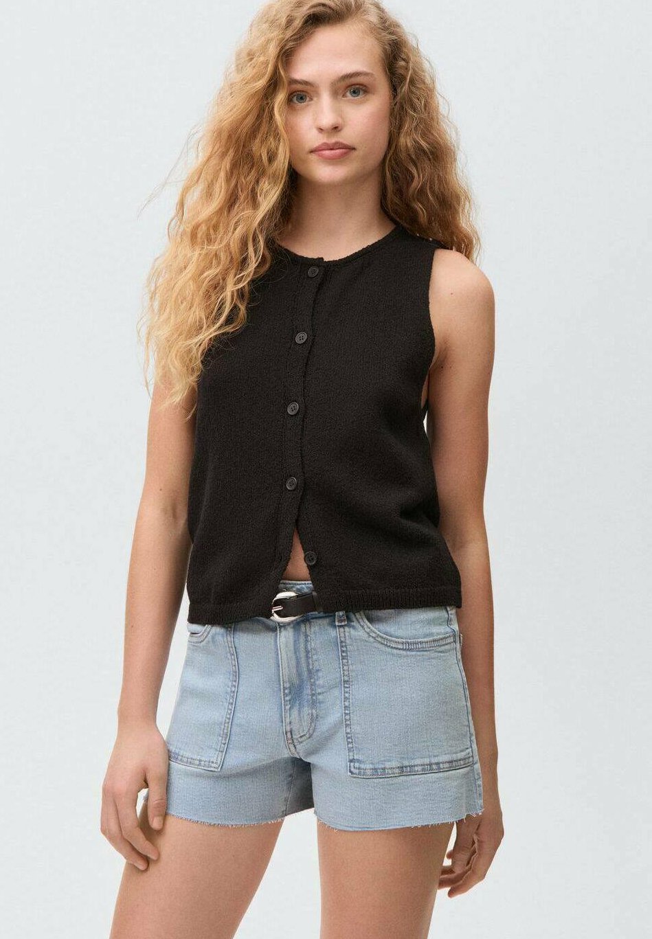 

Джинсовые шорты UTILITY Mango Kids, светло-голубой