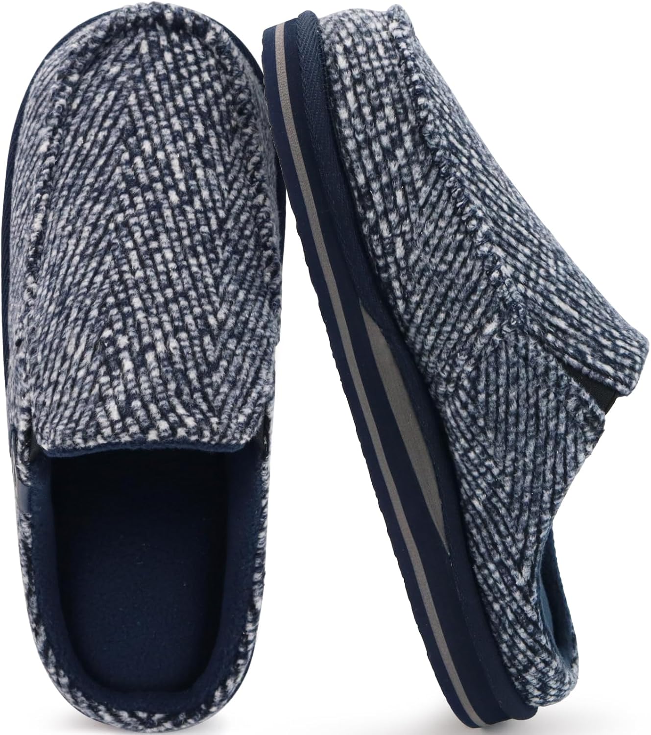 

Мужские шлепанцы ONCAI с поддержкой свода стопы, полоской, искусственным мехом, хлопковым сочетанием, высокоплотной обувной стелькой из памяти формы, теплые домашние тапочки, на ноге, для улицы и дома, резиновая подошва, размеры 7-16, Spring Blu...