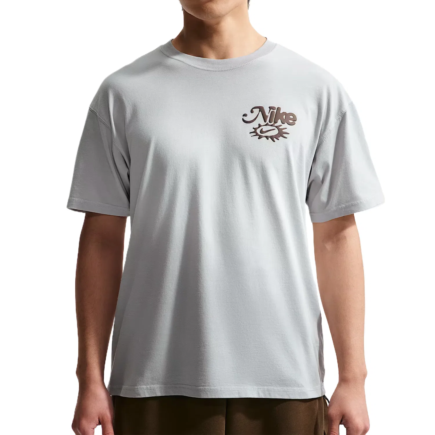 Футболка Sportswear мужская white gold/wolf gray с круглым вырезом Nike