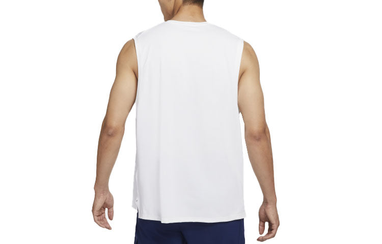 Жилет Men's Nike Solid Color Logo Quick Dry Breathable Sports Training Vest White — фото 2