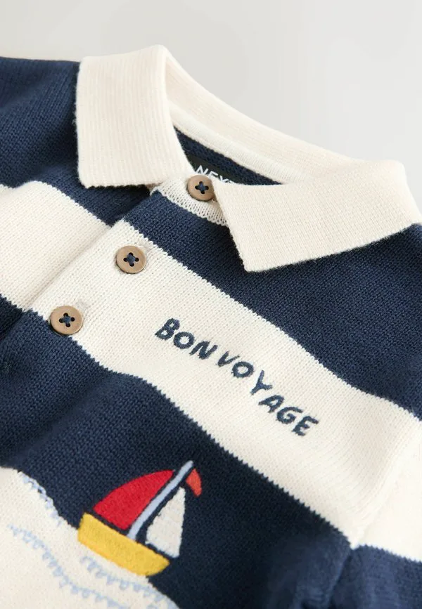 Рубашка-Поло с застежкой на пуговицы, стандартного кроя. Next, Navy Blue Boat — фото 2