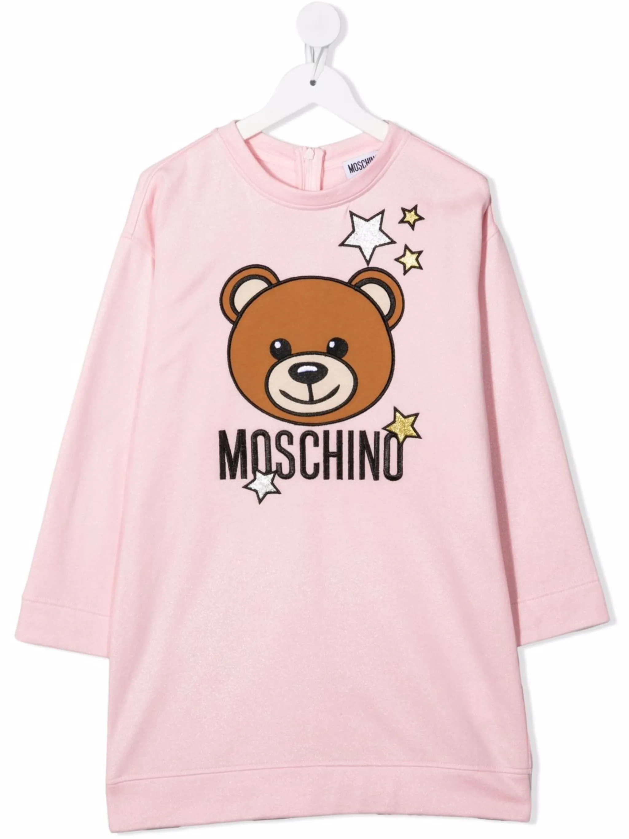 

Платье из джерси с графичным принтом Moschino Kids, розовый