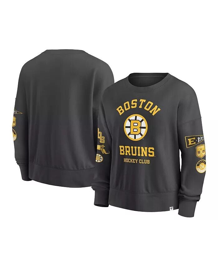 

Женская черная свободная толстовка Boston Bruins Vintage Go Team Fanatics