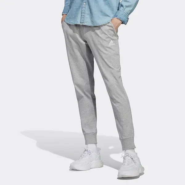 Брюки Essentials одинарные трикотажные брюки с зауженными манжетами Adidas, серый — фото 3