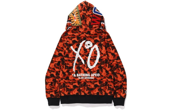 Толстовка x xo shark camo full zip hoodie 'orange red' A Bathing Ape, оранжевый — фото 3
