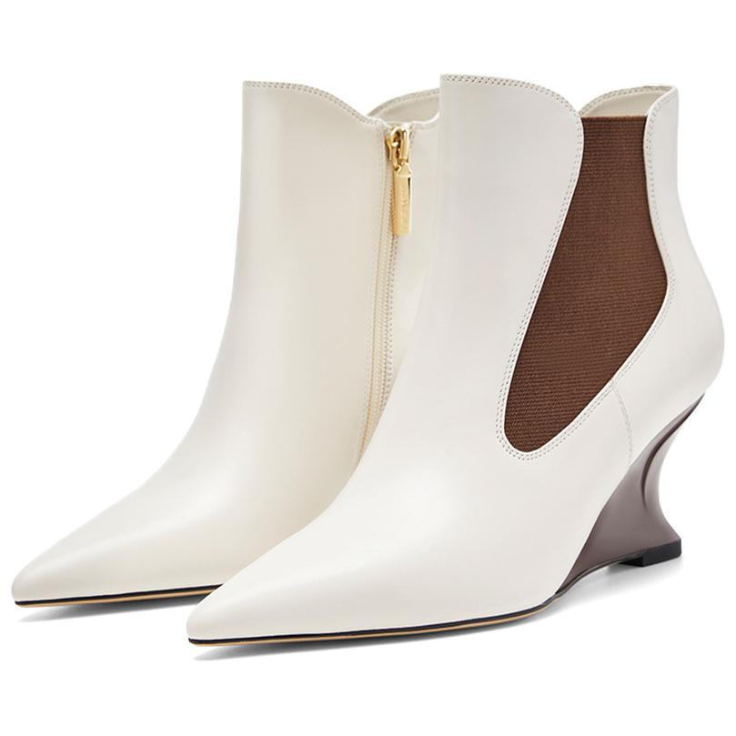 NINE WEST Белые и коричневые женские ботильоны, цвет White Brown — фото 4