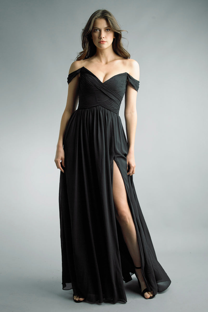 

Платье с открытыми плечами и многослойной складкой Basix черный Label, черный