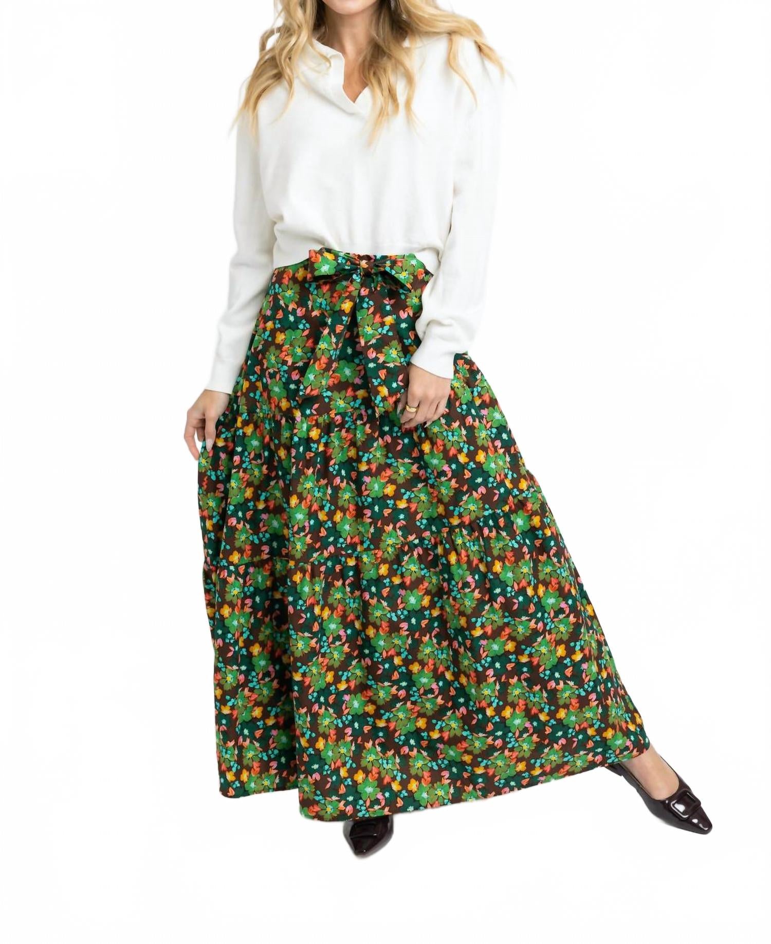 

Юбка макси Emilia с завязкой на талии и осенними цветами Karlie, Autumn Floral