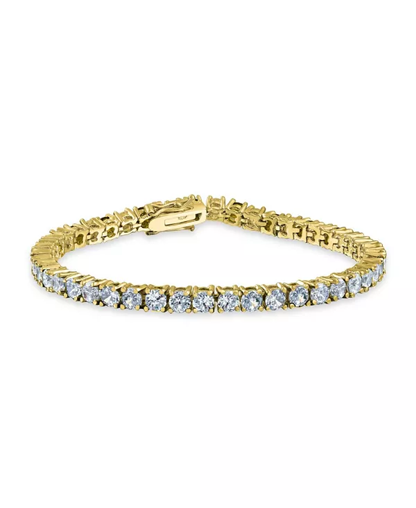 

Классический теннисный браслет с круглыми кубическими цирконами, 12 карат, позолоченный, 7,5 дюймов Bling Jewelry, clear
