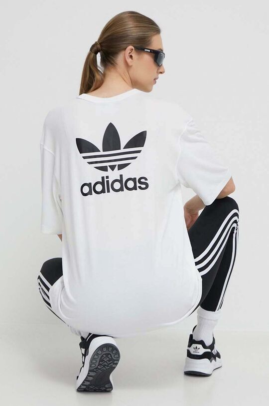 Футболка с изображением трилистника adidas Originals, бежевый — фото 4