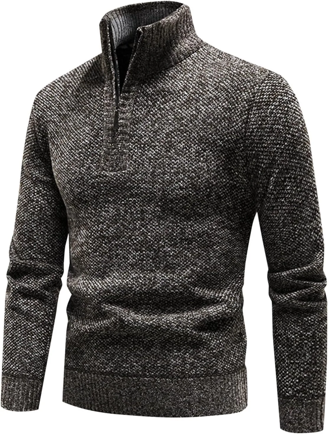 

Мужской свитер с четвертью молнии и воротником-стойкой Slim Fit