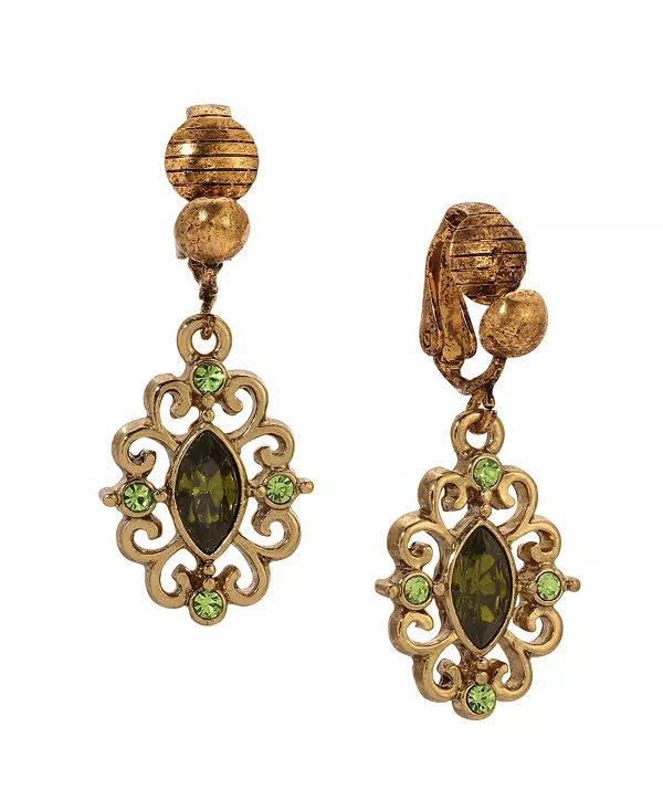 

Филигранные серьги-клипсы с кристаллами 2028, green