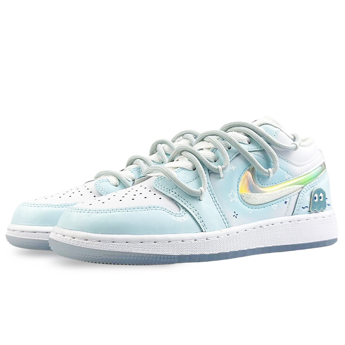 Кроссовки Air Jordan 1 Vintage Basketball Shoes Women's Low-top Blue, белый/синий — фото 3