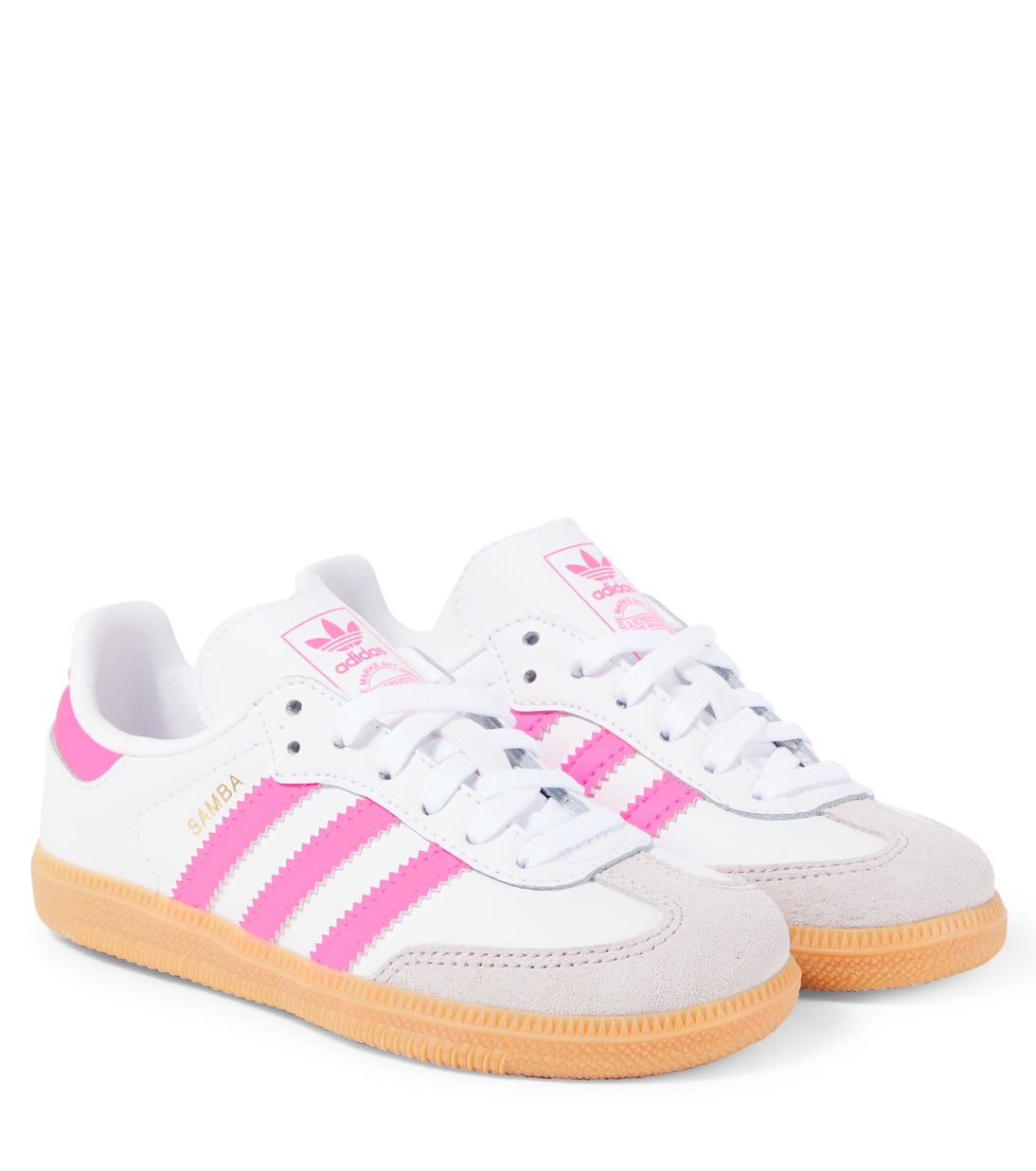 

Кроссовки Samba OG из кожи и замши Adidas Originals Kids, Ftwr White/Lucid Pink/Gum 3