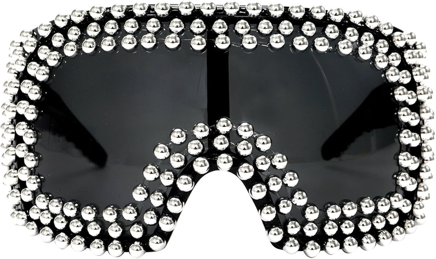 

Солнцезащитные очки с заклепками, обтекаемые оправой, для женщин и мужчин, для вечеринок, в качестве сувенира или украшения, большие солнцезащитные очки-щиток в стиле Y2K с цельной линзой mincl, Silver