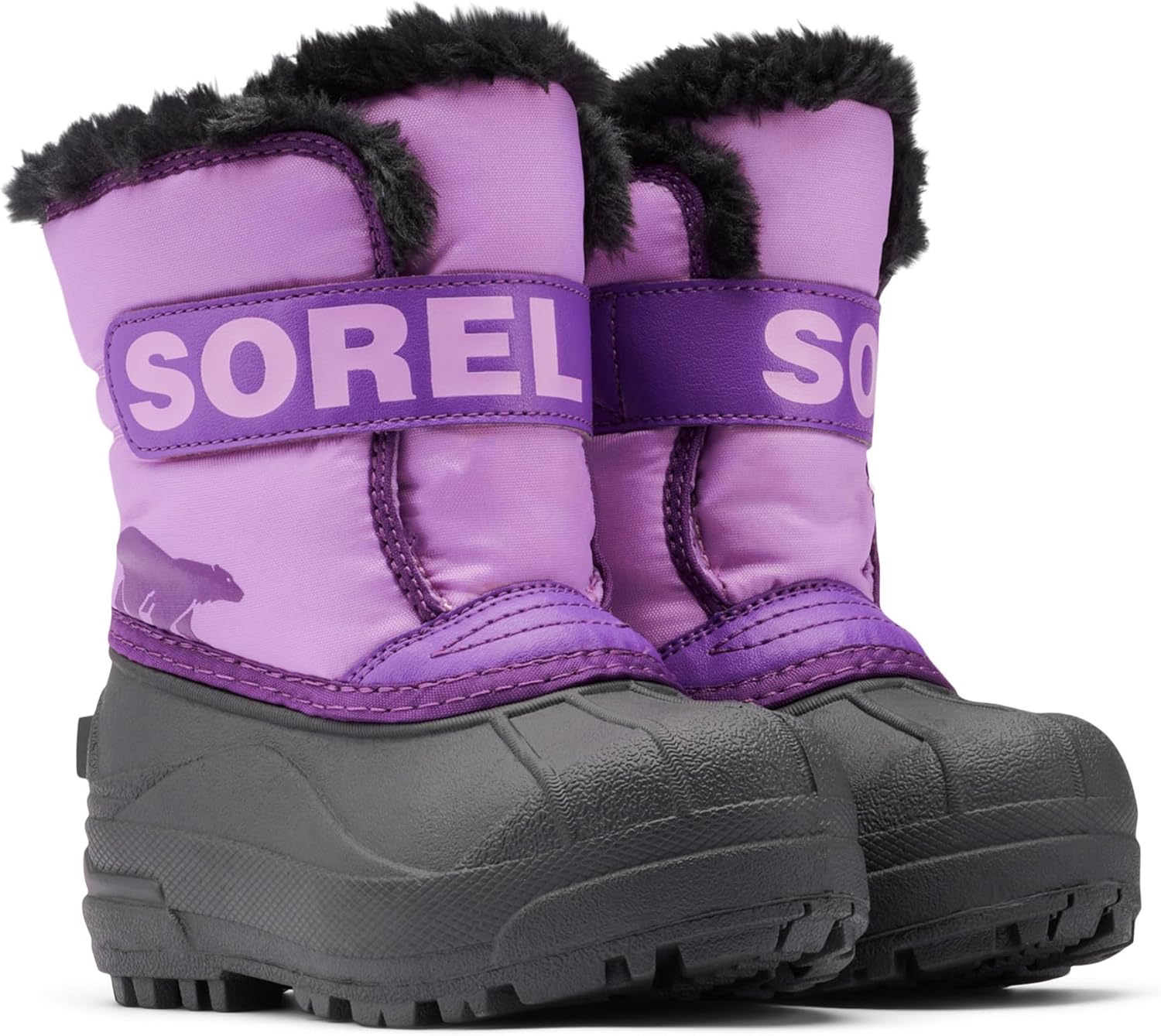 SOREL - Детские зимние ботинки Snow Commander для детей, Little Kid (4-8 Years) Gumdrop/Purple Violet — фото 2