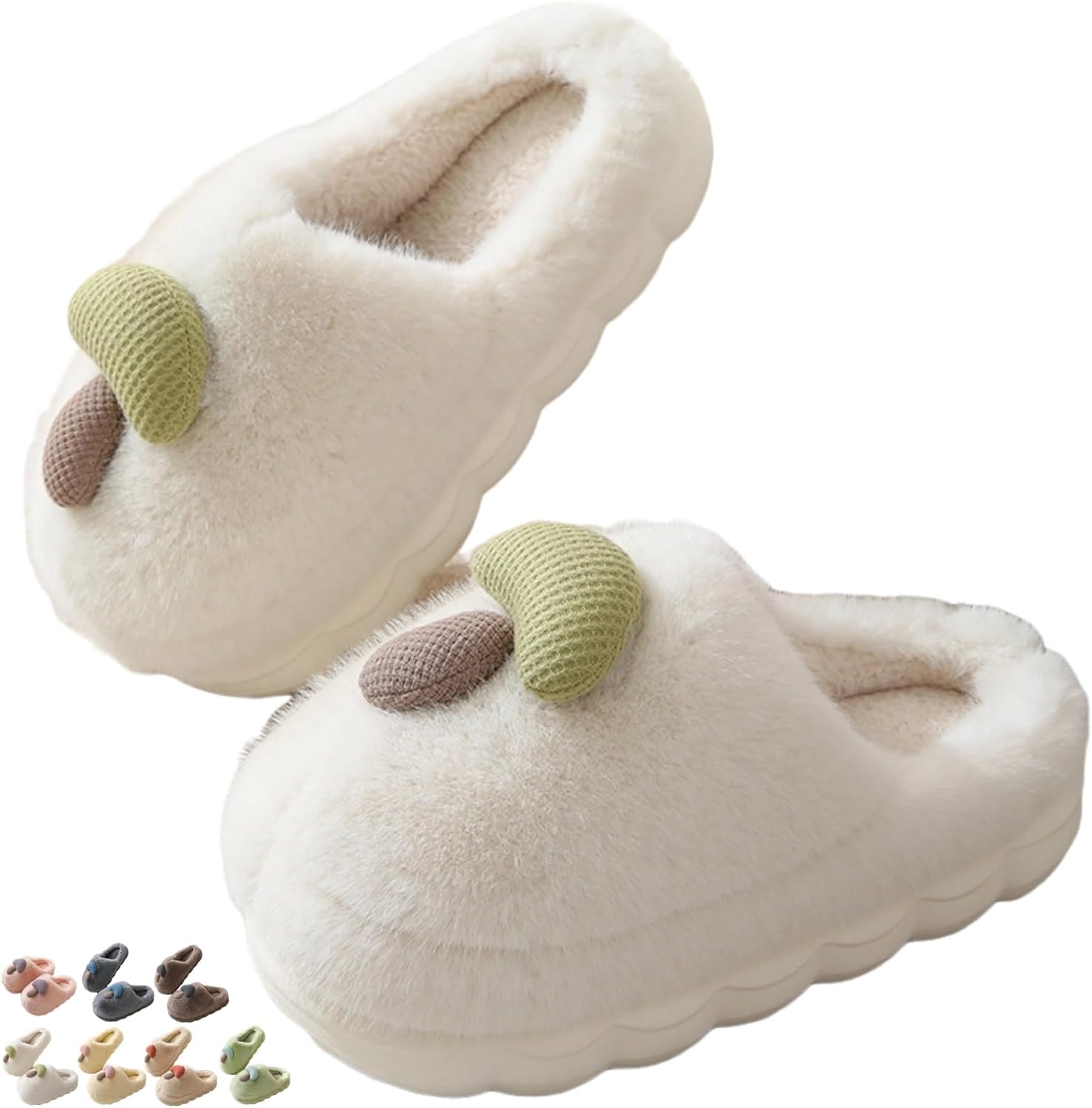 

Iwhgrmp Тапочки-грибы для женщин и мужчин, домашняя обувь, уютные зимние теплые мягкие для дома, для пары, с пушистой нескользящей подошвой, легкие, с толстой подошвой, мягкие женские, белый