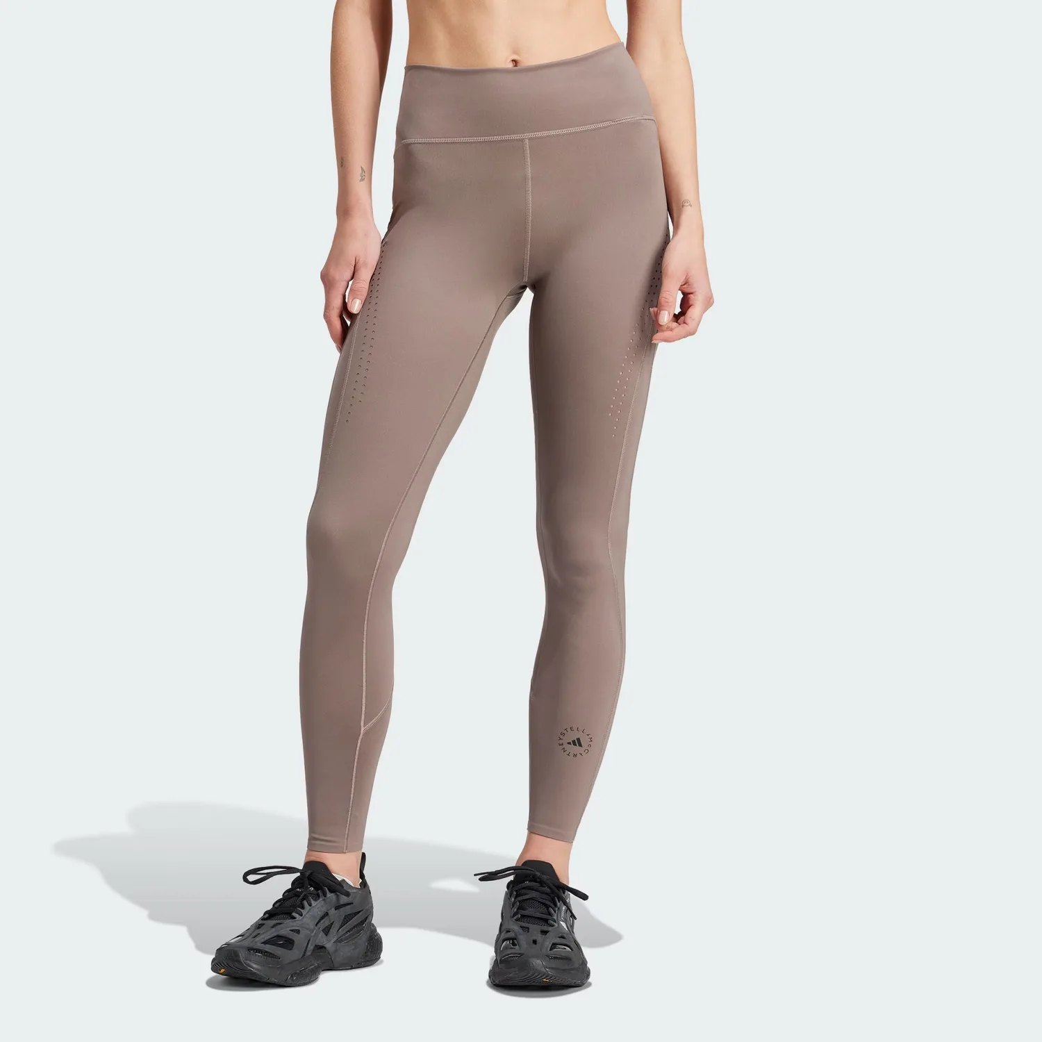 Леггинсы с логотипом Adidas, Earth Brown Gray — фото 4