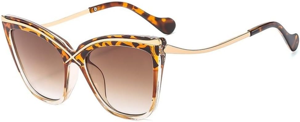 

Модные солнцезащитные очки «кошачий глаз» для женщин, винтажные градиентные оттенки, роскошная оправа для солнцезащитных очков с защитой от УФ-излучения UV400 TVTBBVV, Leopard Tea