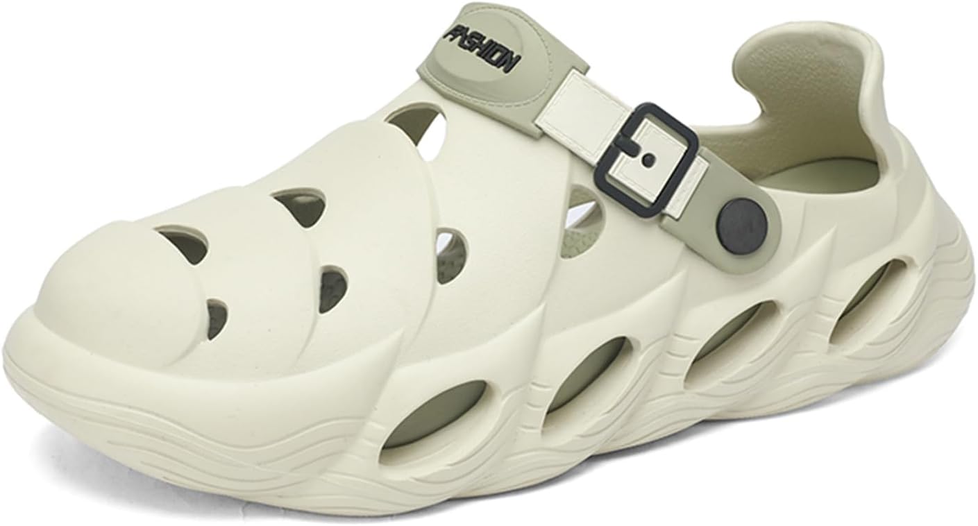 

Унисекс двухцветные легкие сандалии-сабо из эва с регулируемым ремешком Psieicwm, зеленый