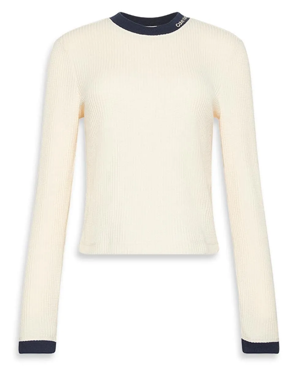 

Женская футболка с длинным рукавом Calvin Klein Jeans, кремовый
