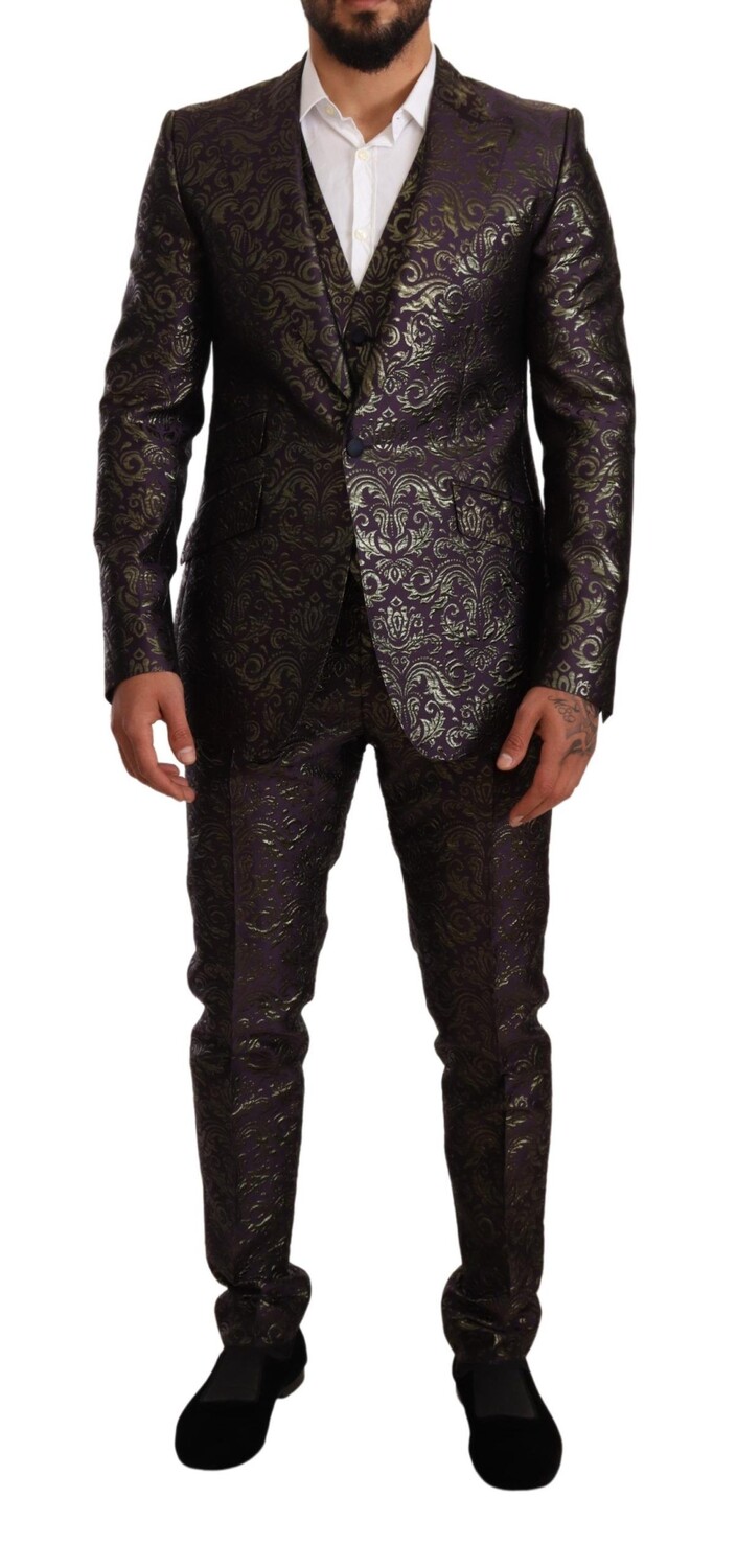 

Изысканный фиолетовый парчовый костюм-тройка Dolce & Gabbana
