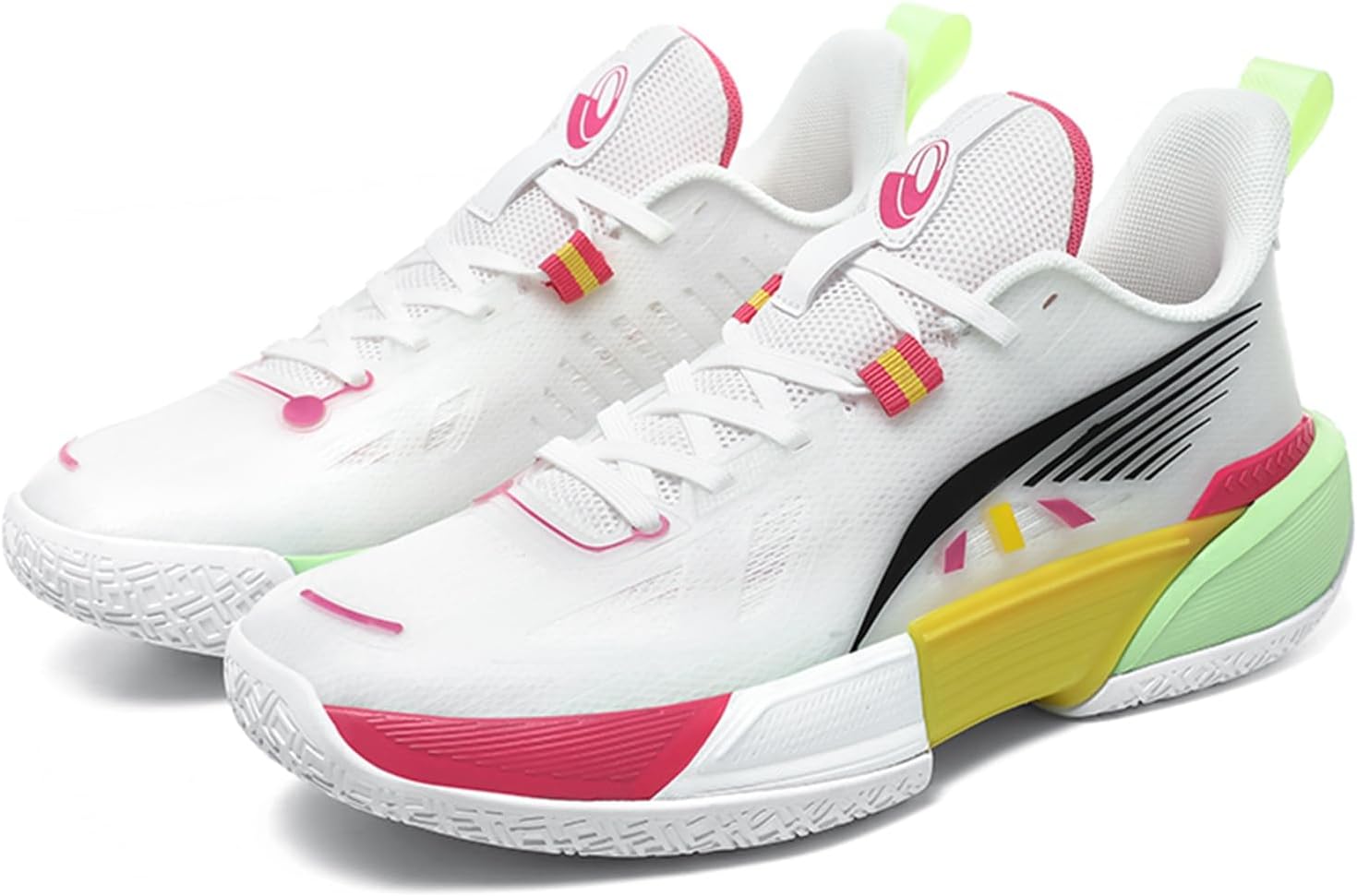 

Мужские кроссовки средней высоты с круглым носком на шнуровке, повседневные баскетбольные, нескользящие и амортизирующие, легкие и стильные спортивные обувь, подходящие для бега, занятий в спортзале и велоспорта Qaoterod, белый