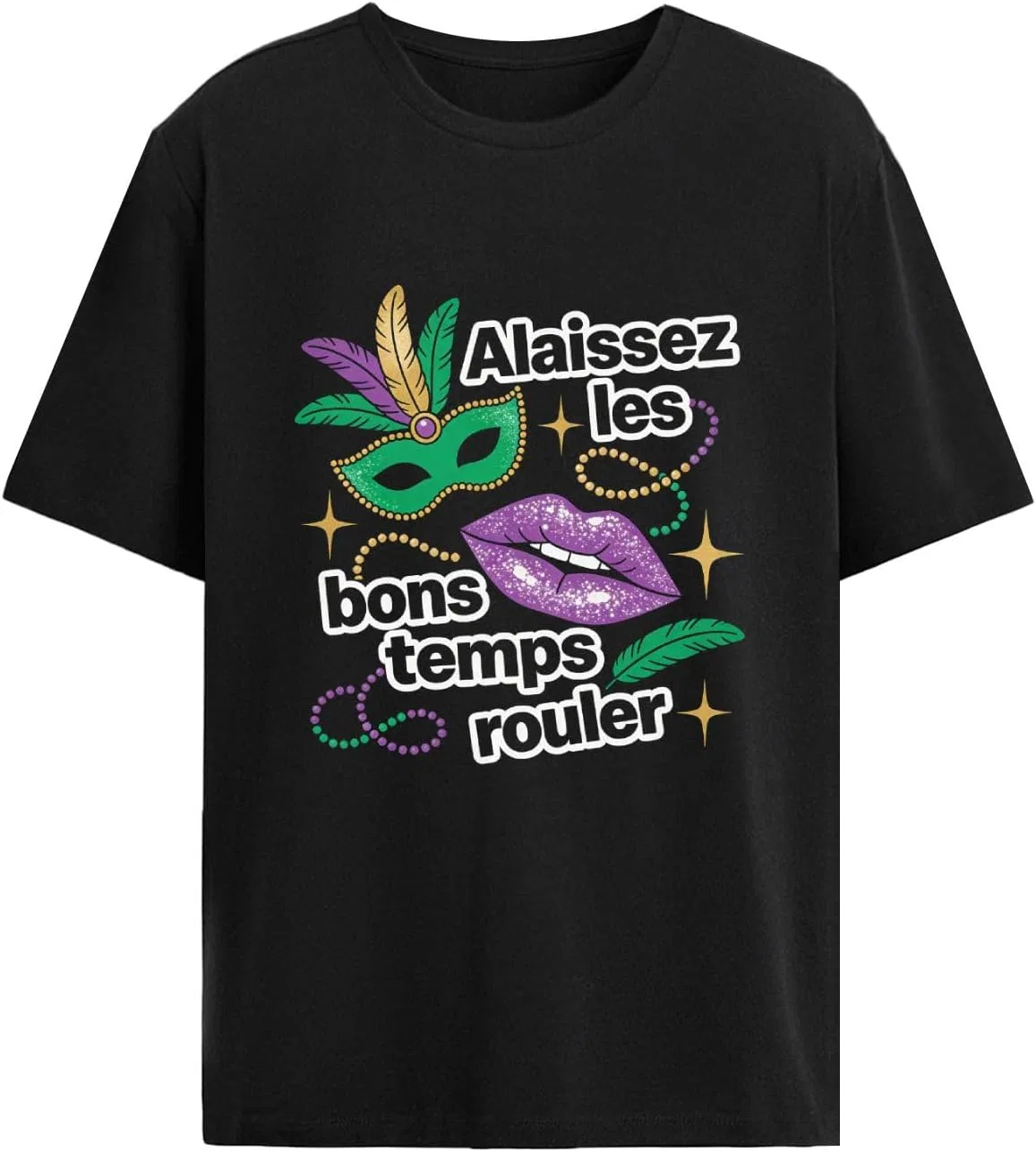Футболка для женщин Laissez Les Bon Temps Rouler Mardi Gras 2026 New Orleanss Generic, черный