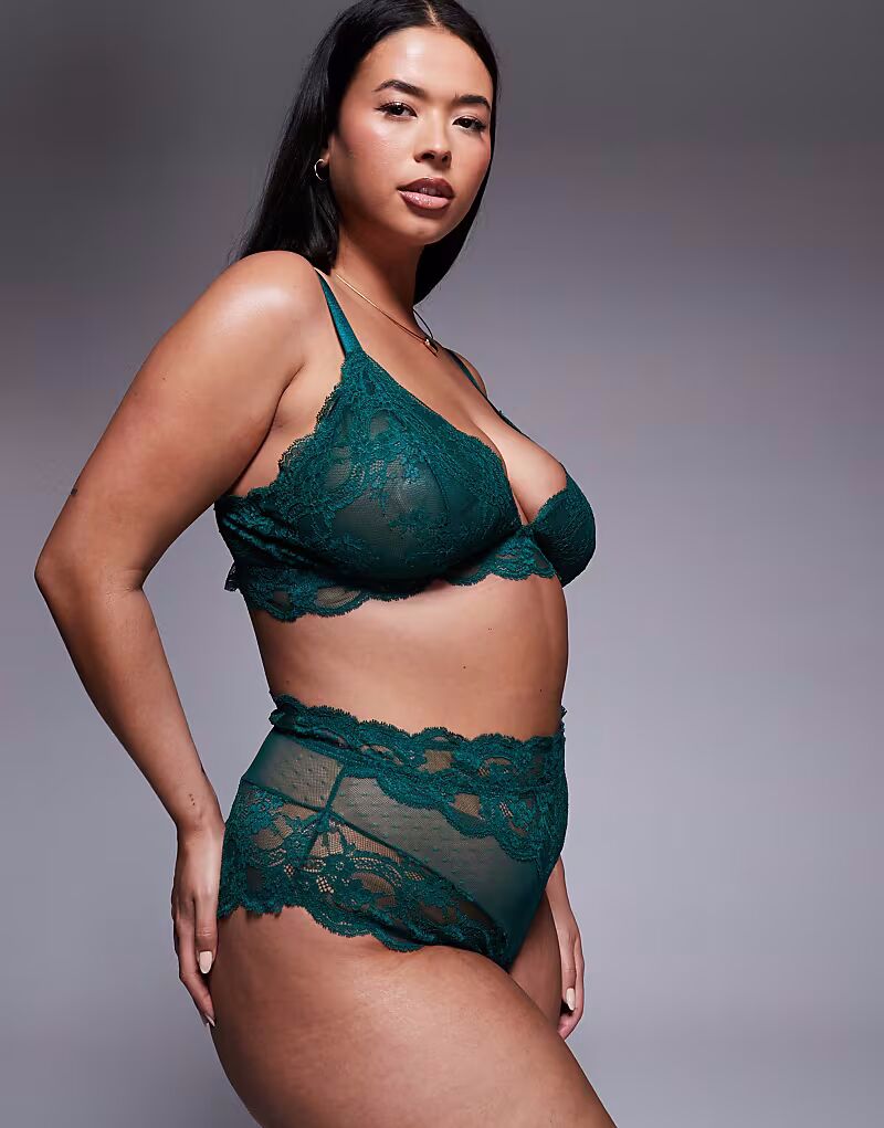 

Кружевные трусики Curve Lola с высокой талией в цвете «лесной зеленый» Asos Curve