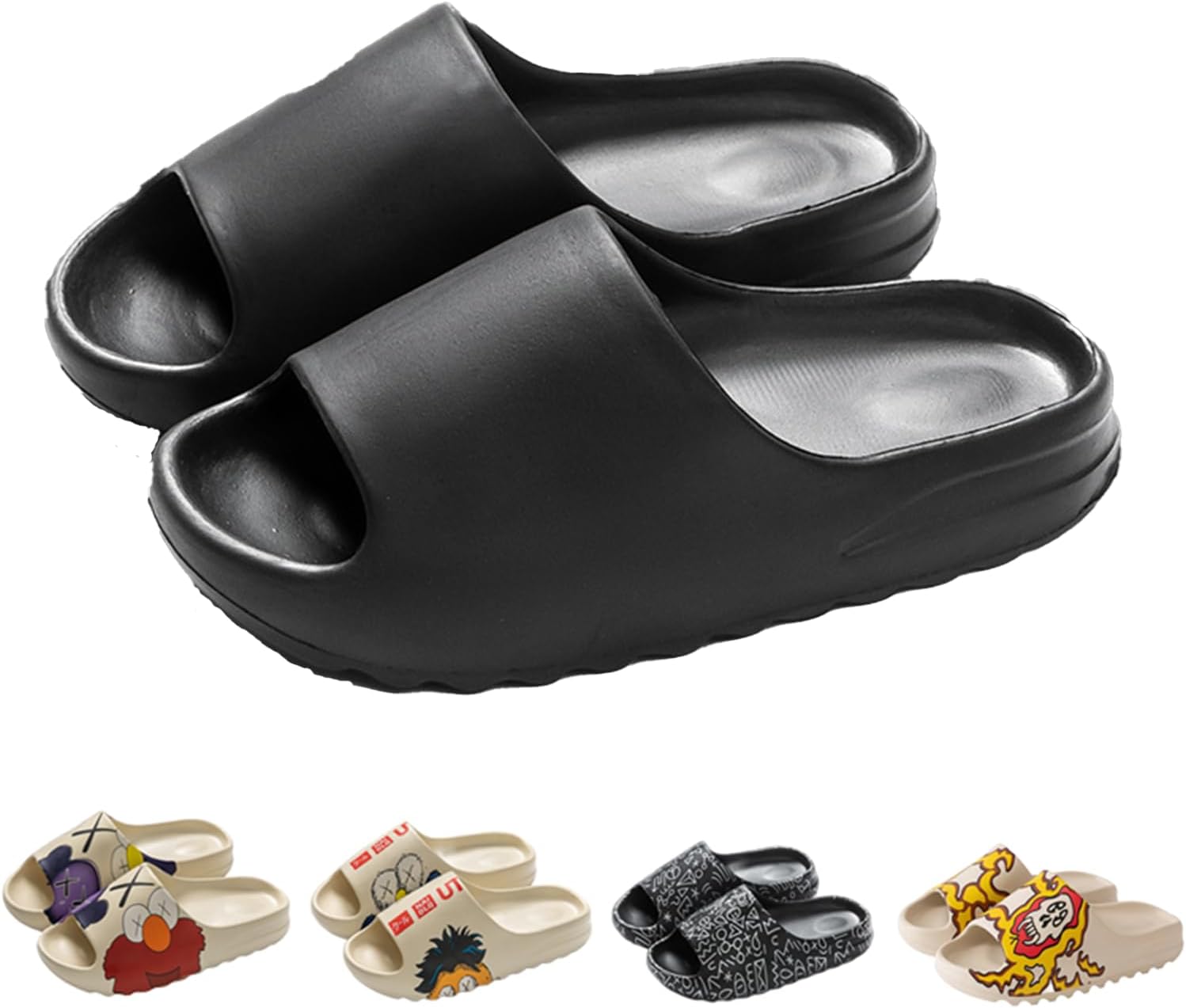 

Шлепацы LZKHW для женщин и мужчин, быстросохнущие шлепанцы с открытым носком, толстые мягкие шлепанцы, пляжная обувь, водонепроницаемые нескользящие сандалии для дома и улицы, черный