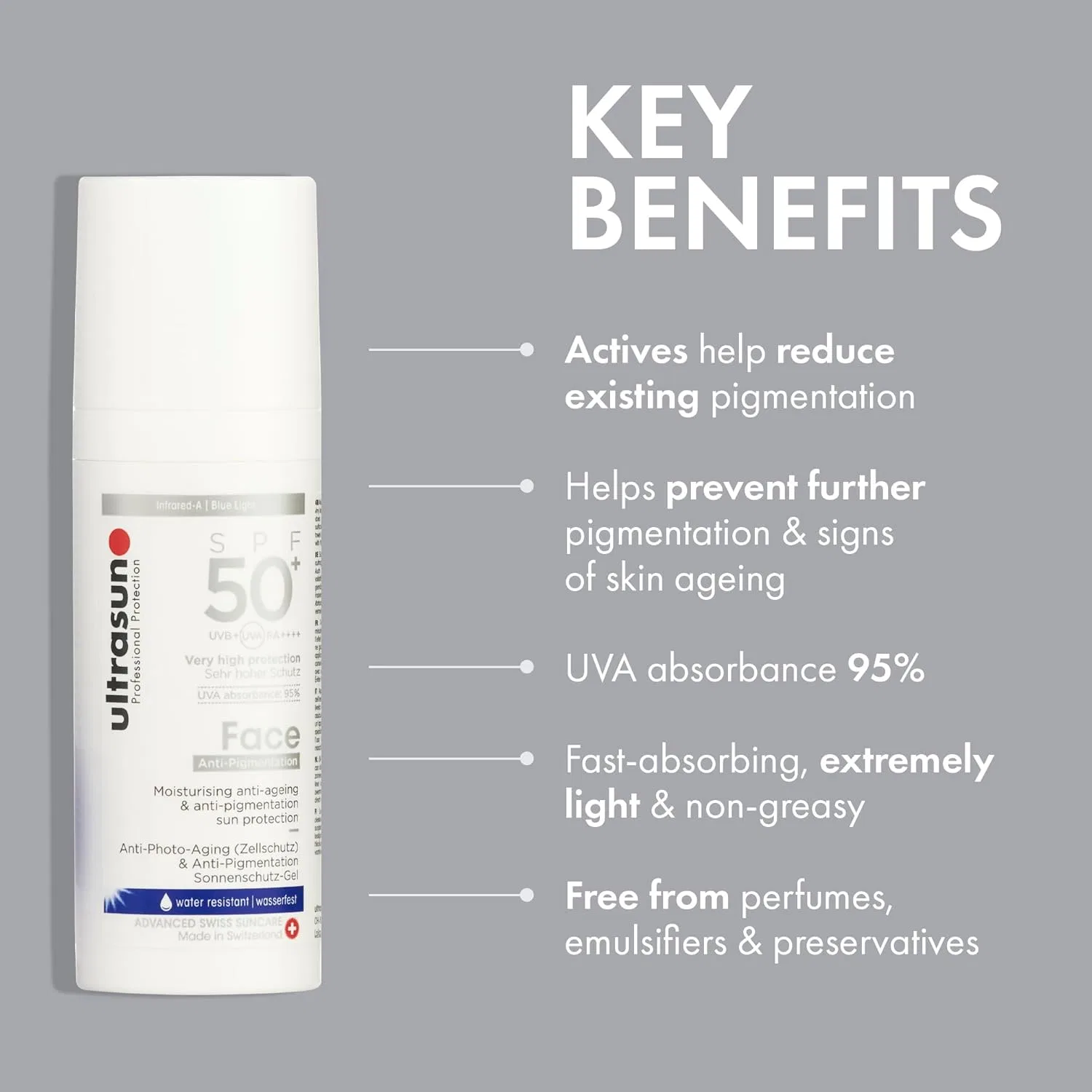 Антивозрастной солнцезащитный гель «Face Anti-Pigment» SPF50+ от Ultrasun, 50 мл Ultrasun — фото 3